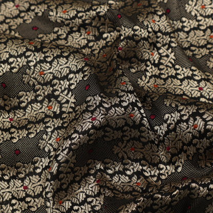 Black Color Katan Meena Brocade Fabric