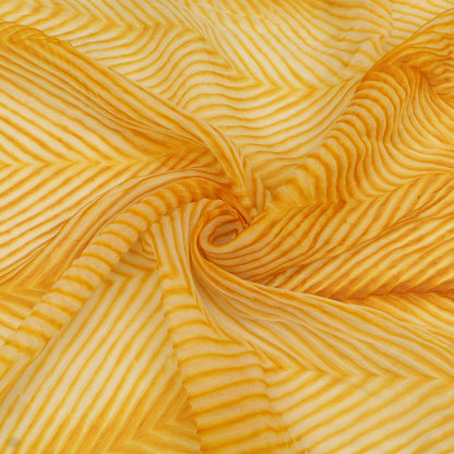 Close-up of yellow fabric with wavy pattern