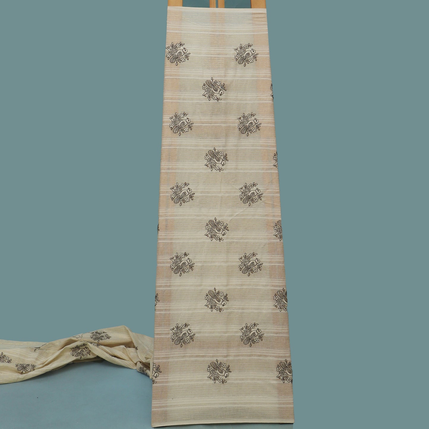 Off White Color Cotton Jaquard Embroidery Fabric