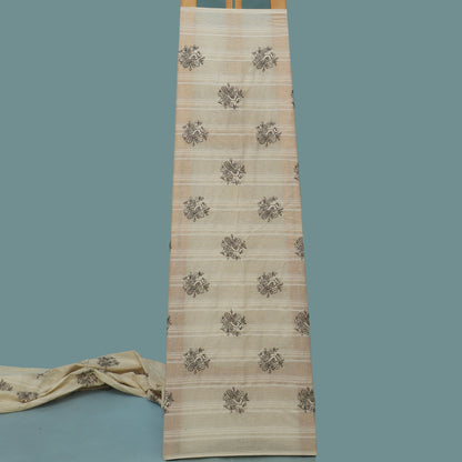 Off White Color Cotton Jaquard Embroidery Fabric