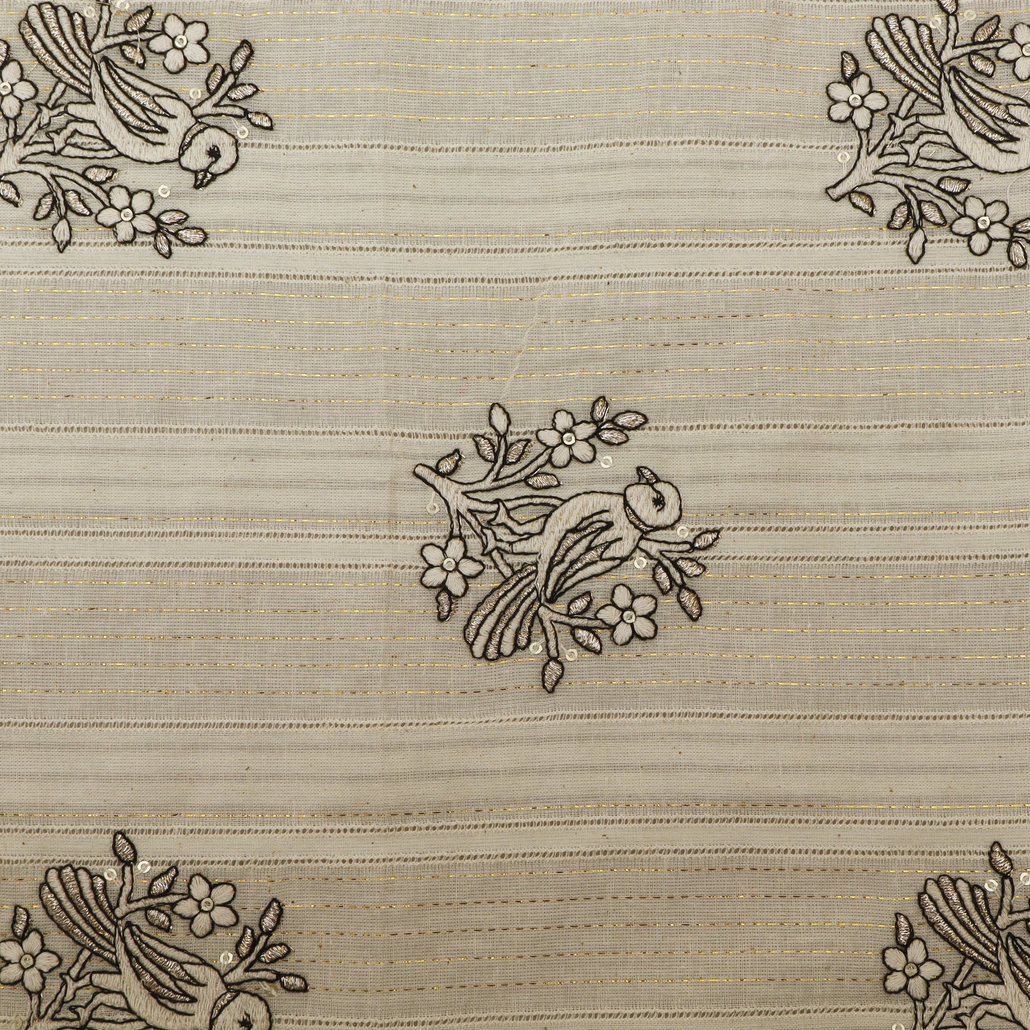 Off White Color Cotton Jaquard Embroidery Fabric