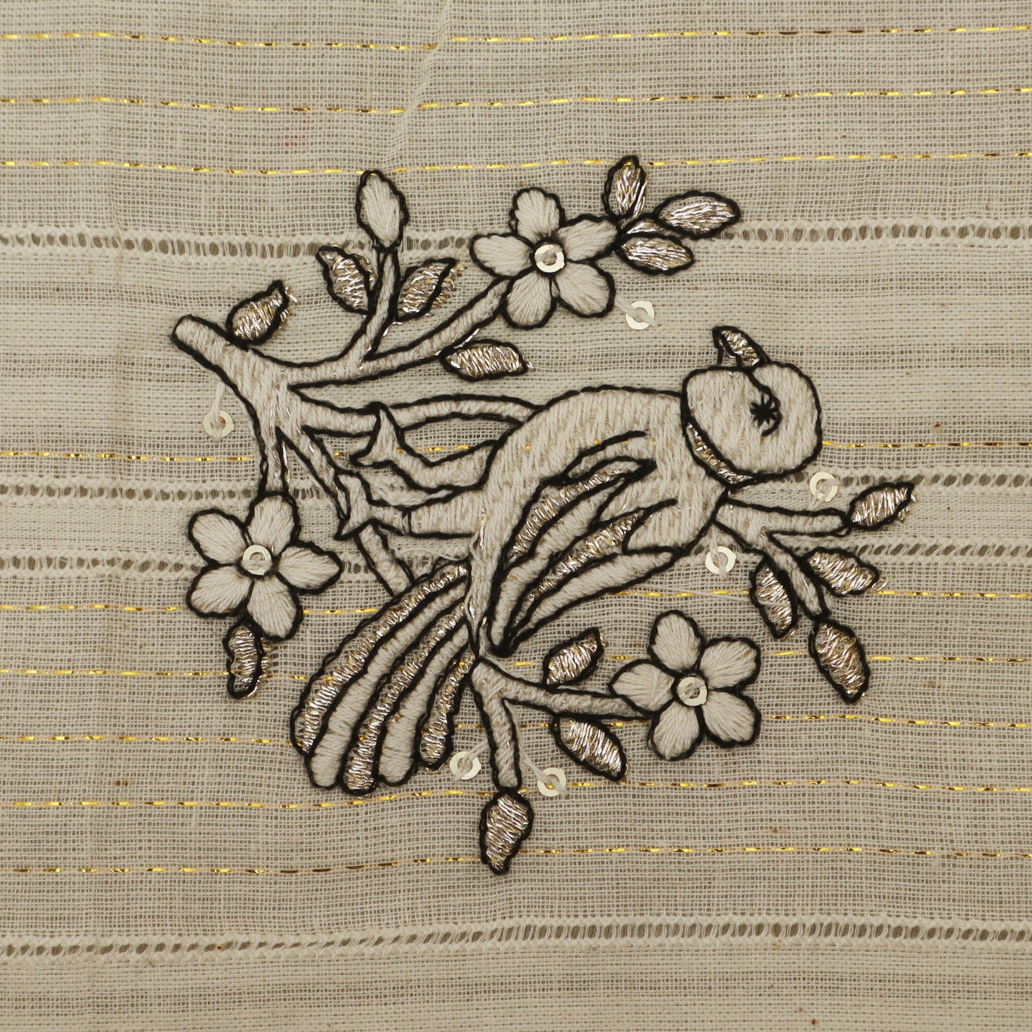 Off White Color Cotton Jaquard Embroidery Fabric