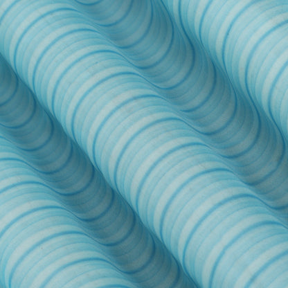 Sky Blue Color Organza Print Fabric