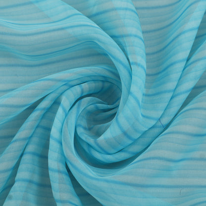 Sky Blue Color Organza Print Fabric