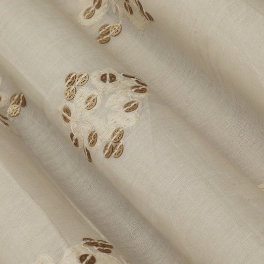 Off White Color Cotton Embroidery Fabric