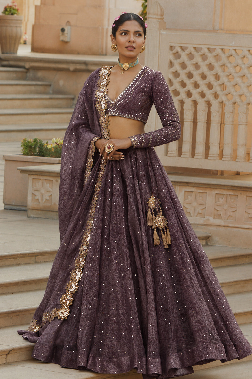 Crush Tissue Mukesh Brocade Fabric