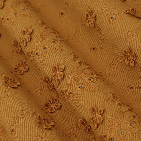 Floral Linen Embroidery Fabric