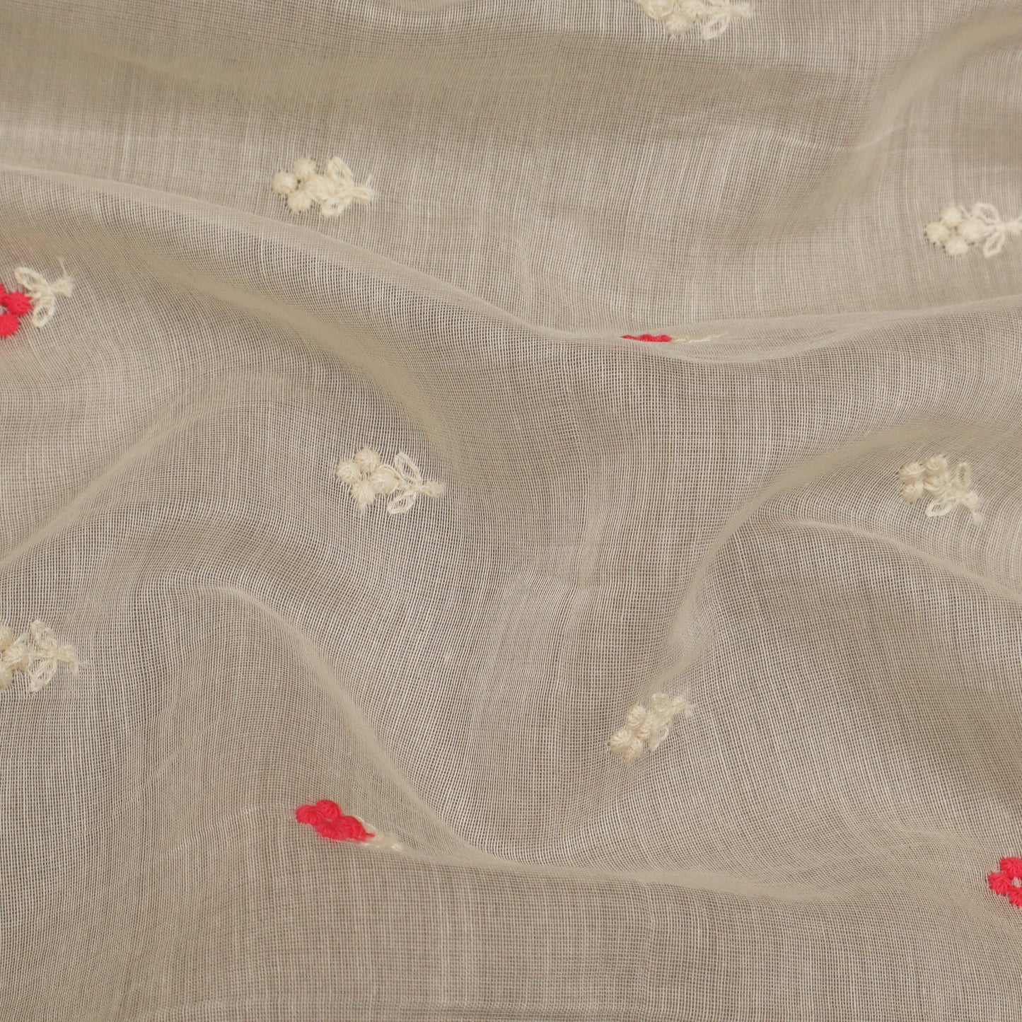 Off-White Color Chanderi Booti Fabric