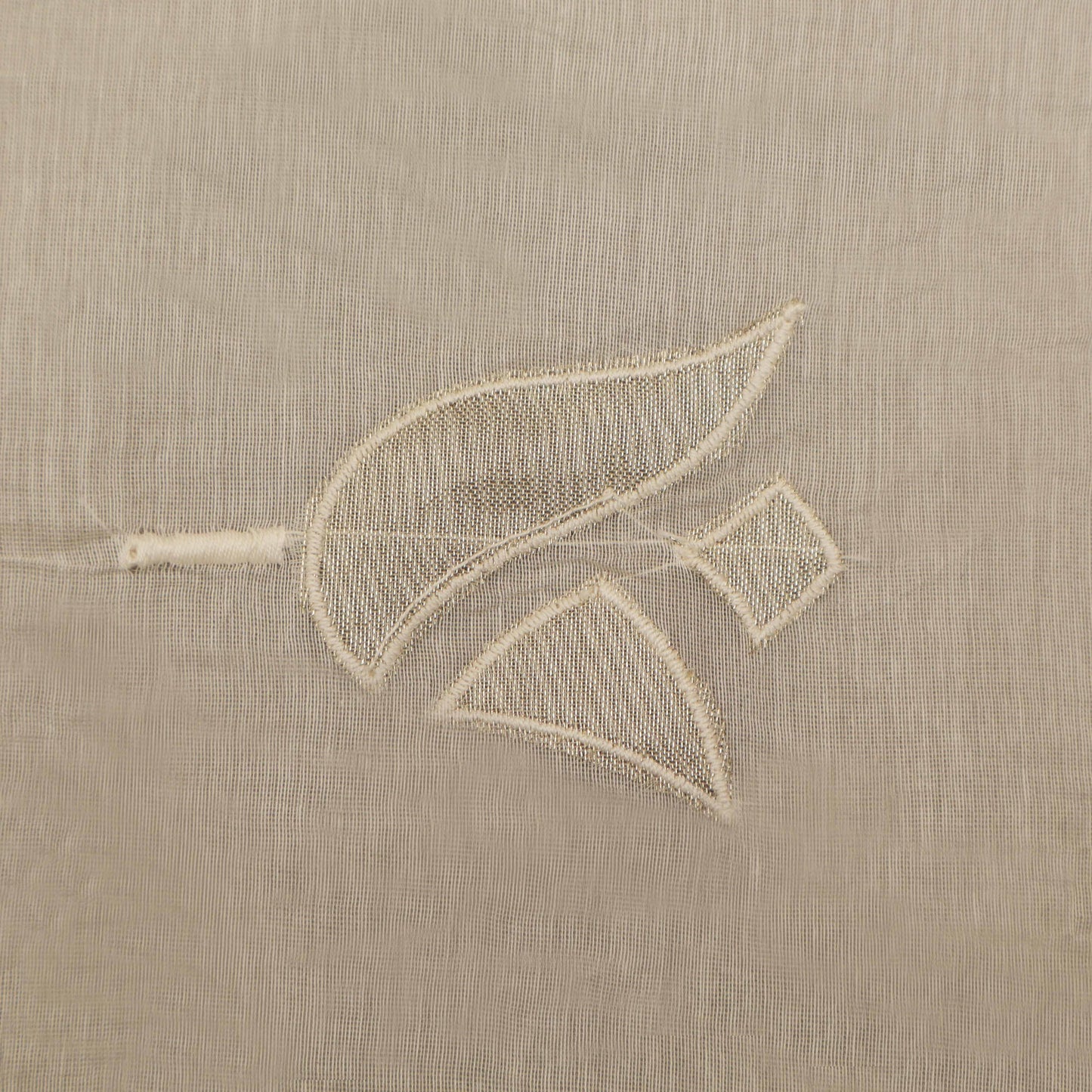 Off-White Color Chanderi Embroidery Fabric