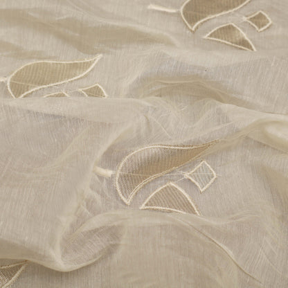Off-White Color Chanderi Embroidery Fabric