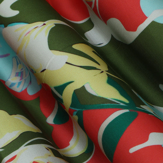 Multi Color Modal Satin Print Fabric