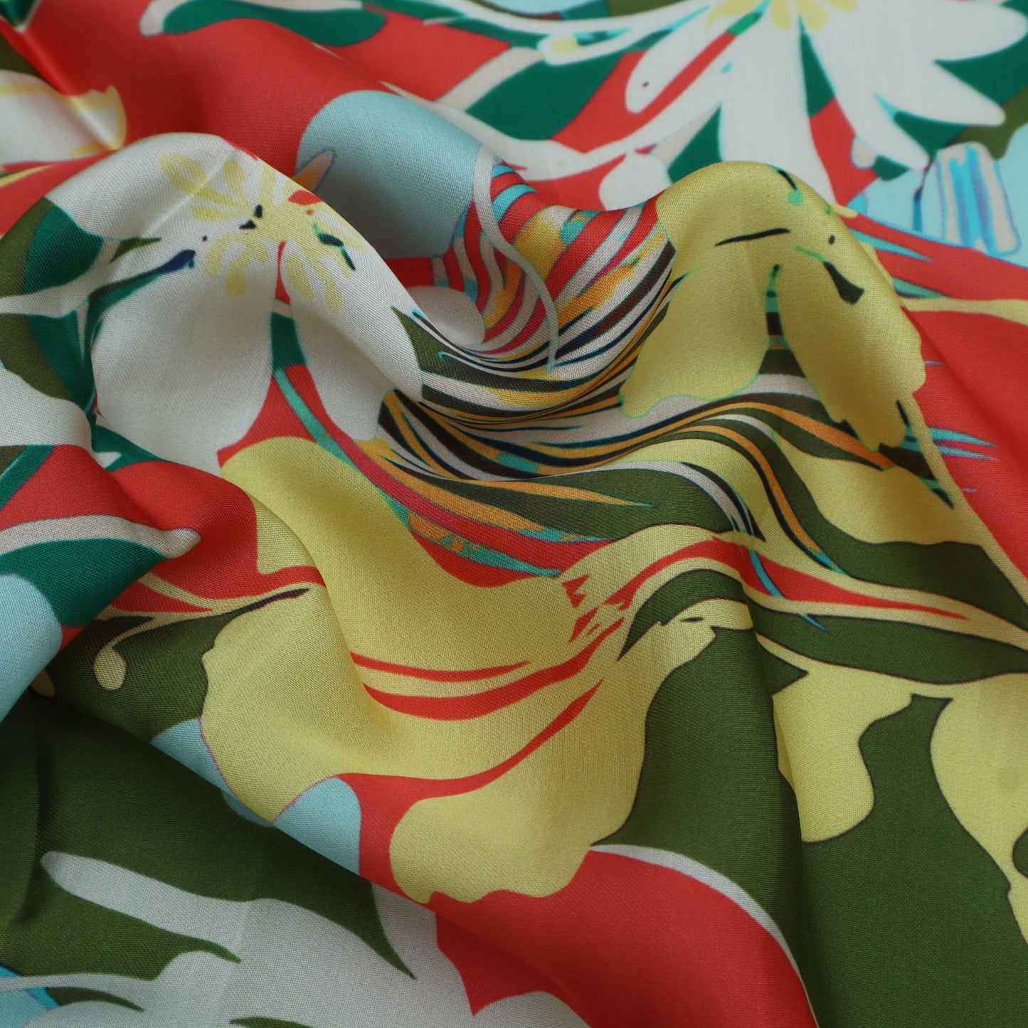 Multi Color Modal Satin Print Fabric