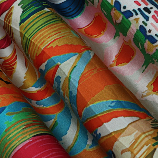 Multi Color Modal Satin Print Fabric