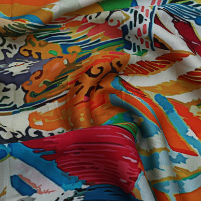 Multi Color Modal Satin Print Fabric