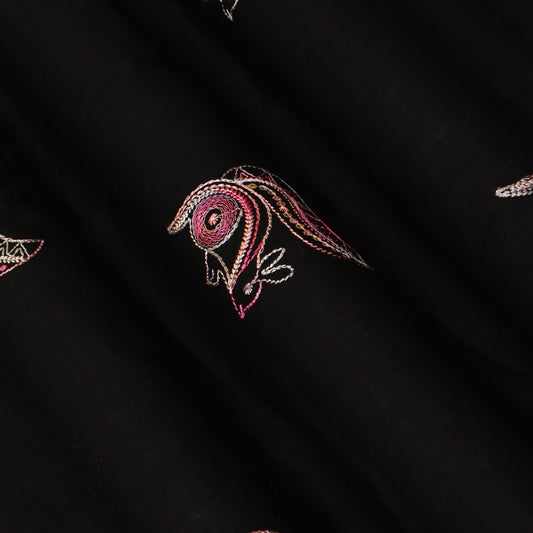 Black Color Cotton Embroidery Fabric