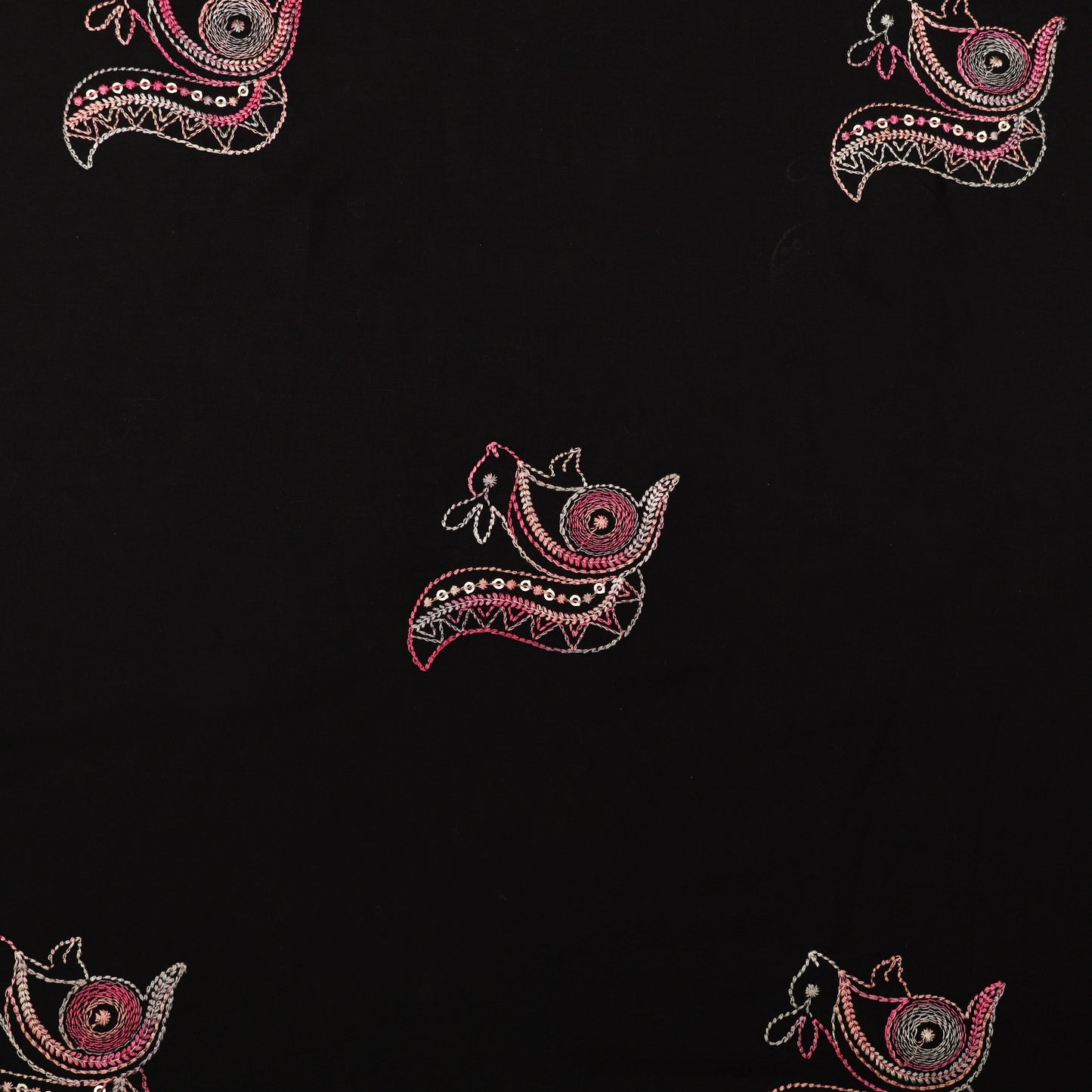 Black Color Cotton Embroidery Fabric