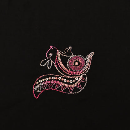 Black Color Cotton Embroidery Fabric