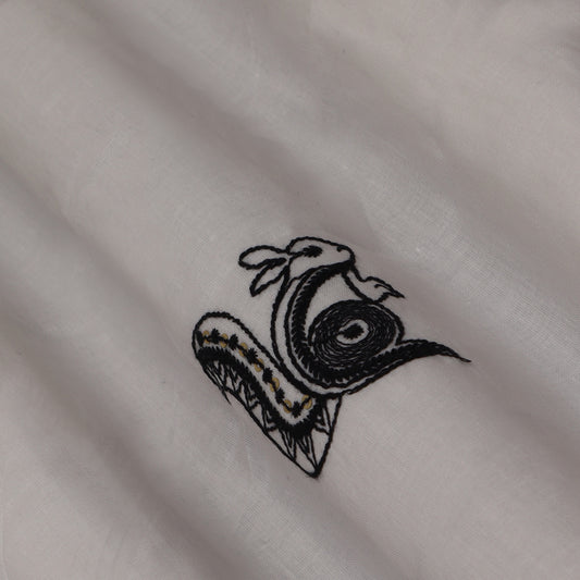 White Color Cotton Embroidery Fabric