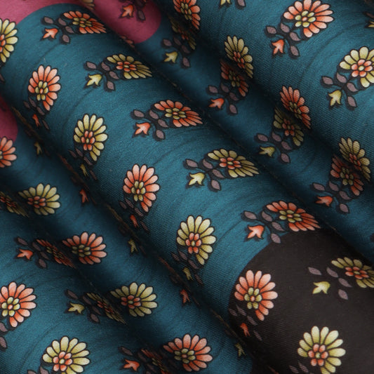 Multi Color Modal Satin Print Fabric