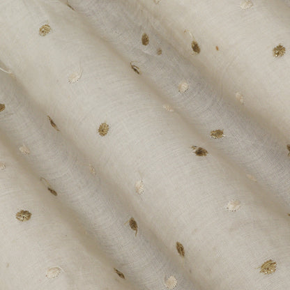 Off White Color Kora Cotton Embroidery Fabric