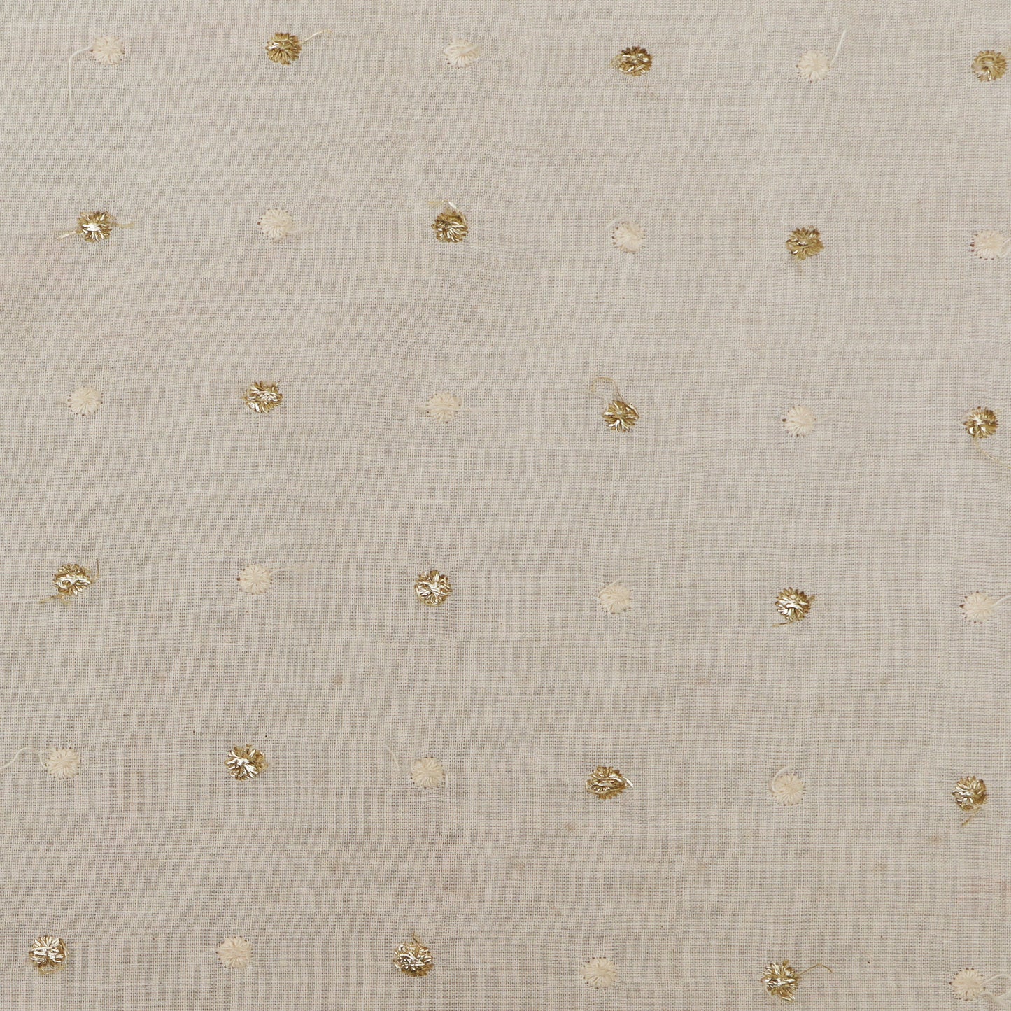 Off White Color Kora Cotton Embroidery Fabric