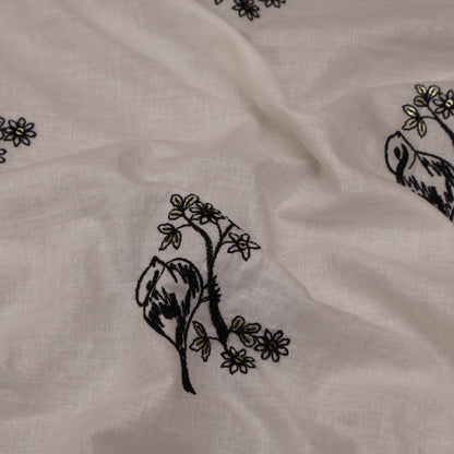 White  Color Cotton Embroidery Fabric