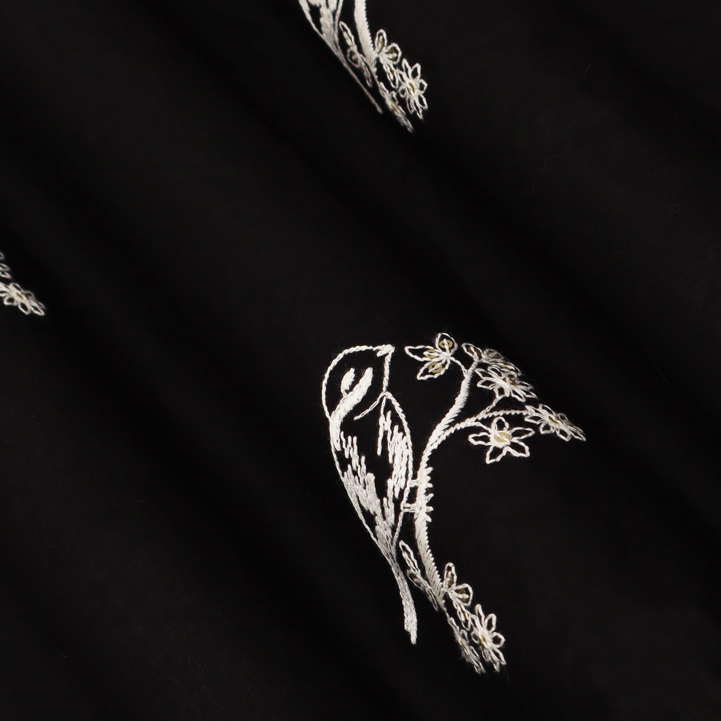 Black Color Cotton Embroidery Fabric