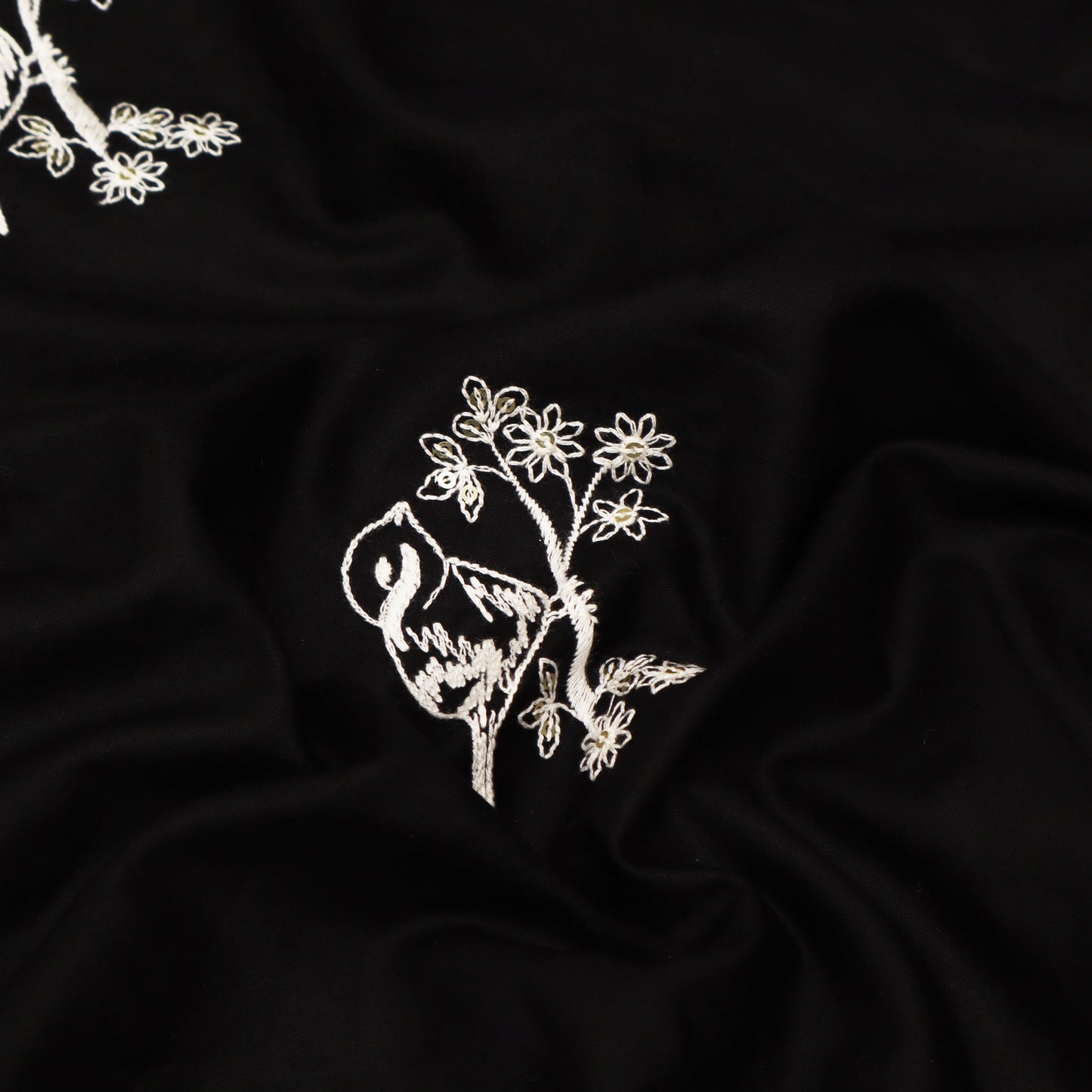 Black Color Cotton Embroidery Fabric