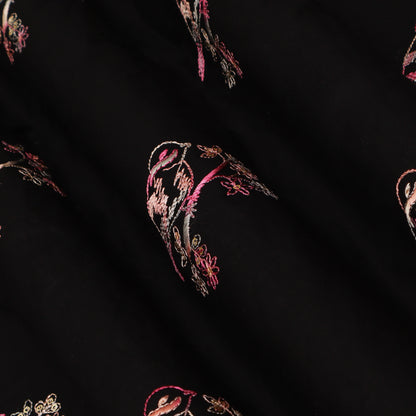 Black Color Cotton Embroidery Fabric