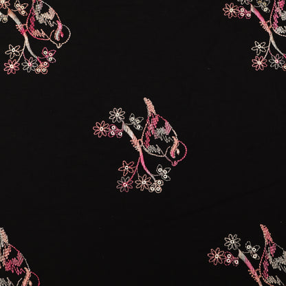 Black Color Cotton Embroidery Fabric