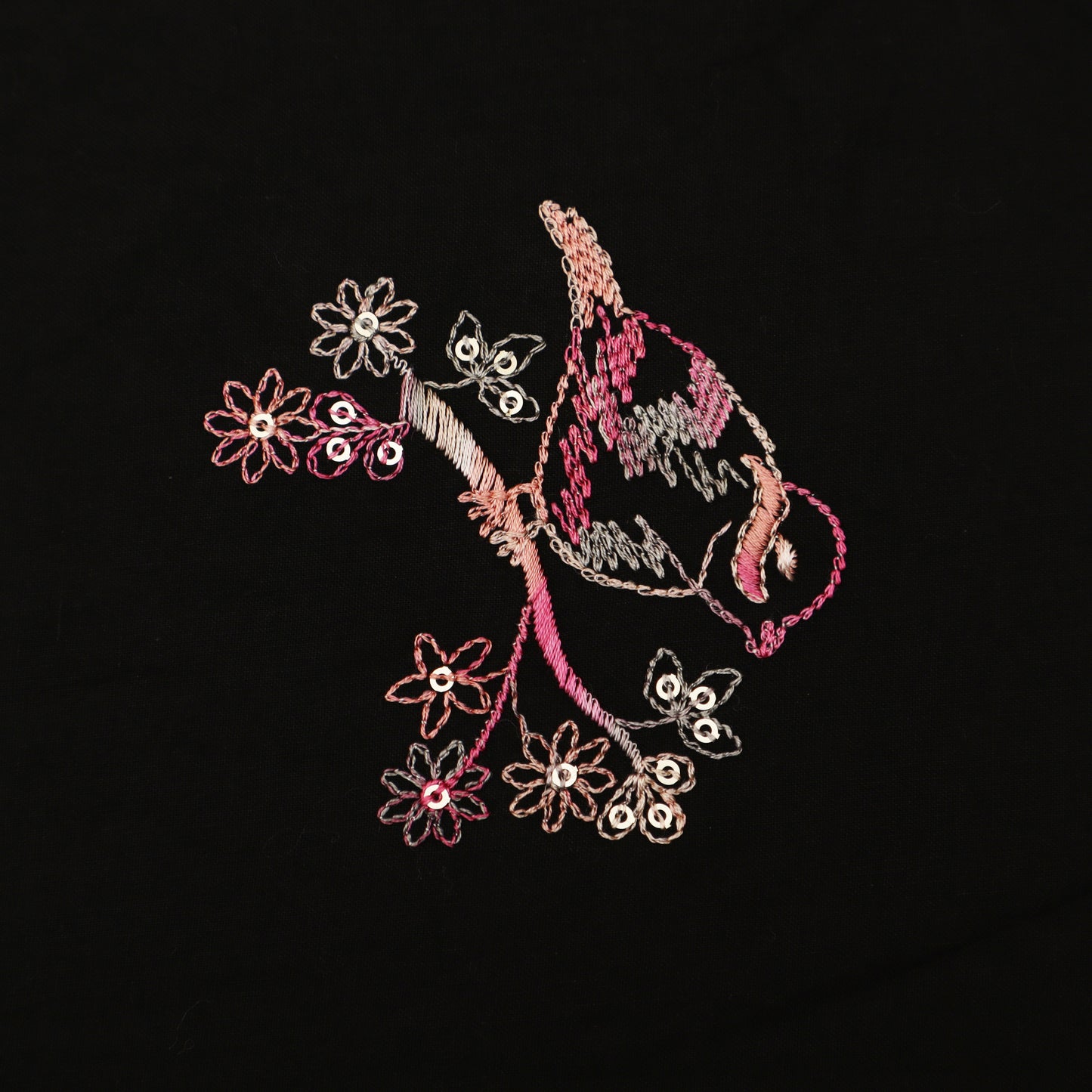 Black Color Cotton Embroidery Fabric