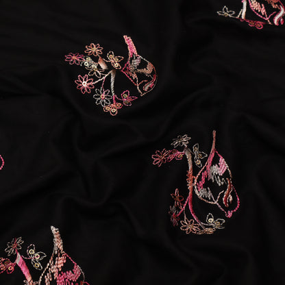 Black Color Cotton Embroidery Fabric