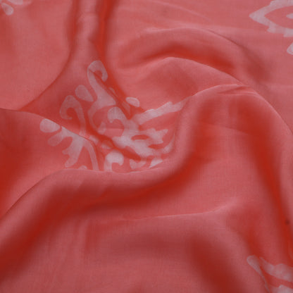 Peach Color Modal Satin Print Fabric