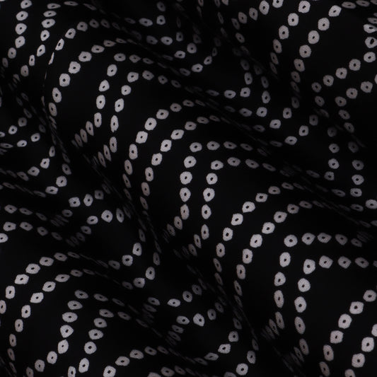 Black Color Modal Satin Print Fabric