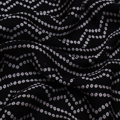 Black Color Modal Satin Print Fabric
