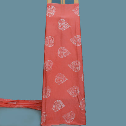 Peach Color Modal Satin Print Fabric