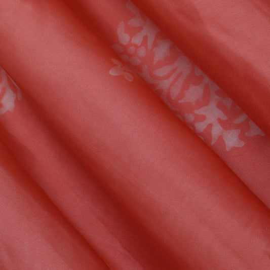 Peach Color Modal Satin Print Fabric