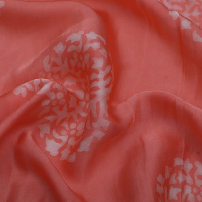 Peach Color Modal Satin Print Fabric