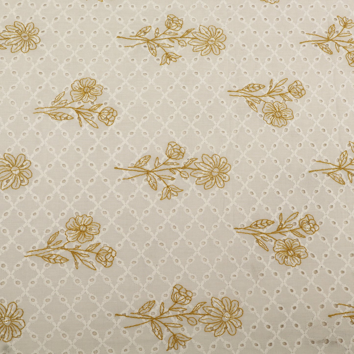 Hakuba Cotton Chikan Embroidery Fabric
