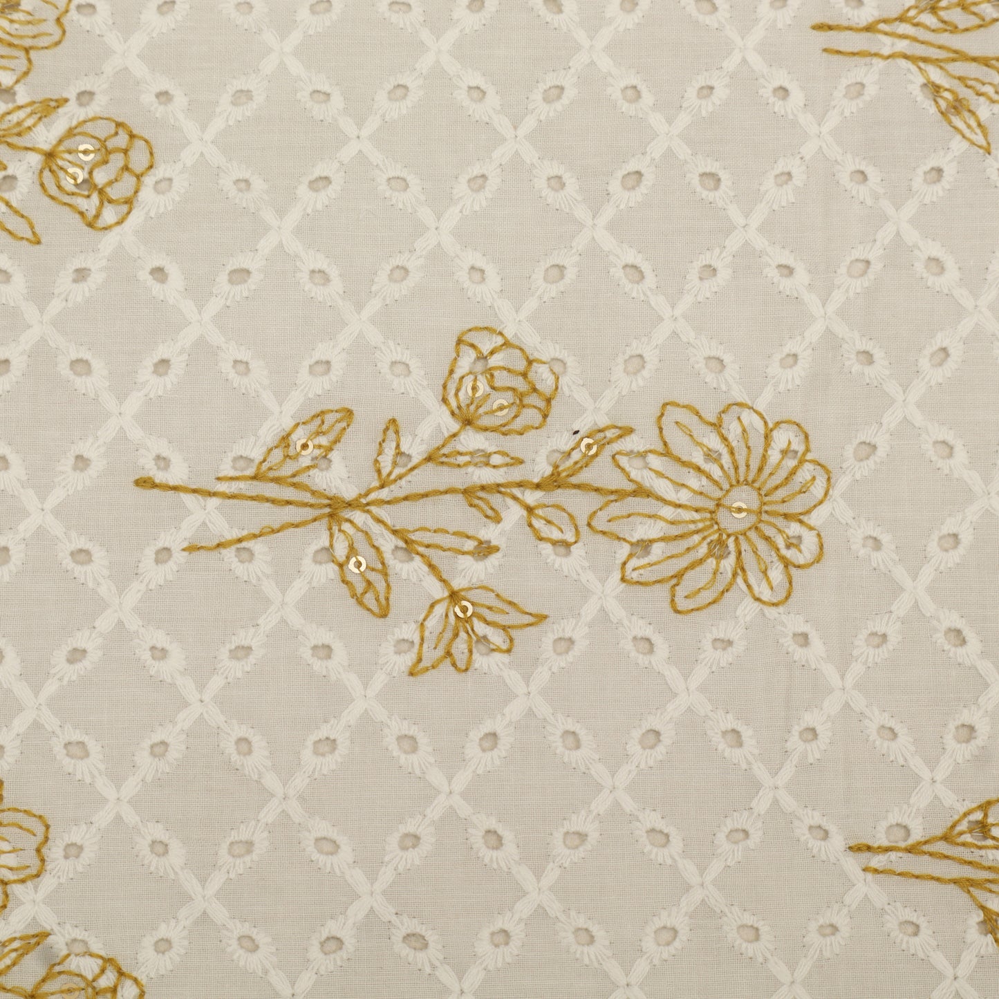 Hakuba Cotton Chikan Embroidery Fabric