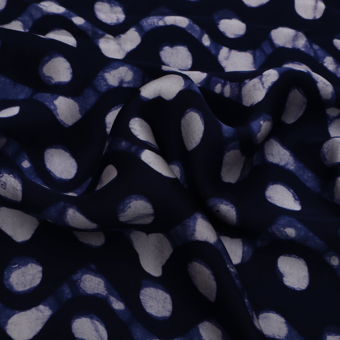 Blue Color Modal Satin Print Fabric