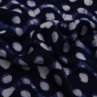 Blue Color Modal Satin Print Fabric