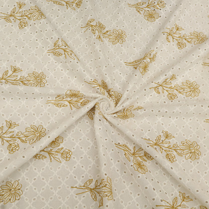Hakuba Cotton Chikan Embroidery Fabric