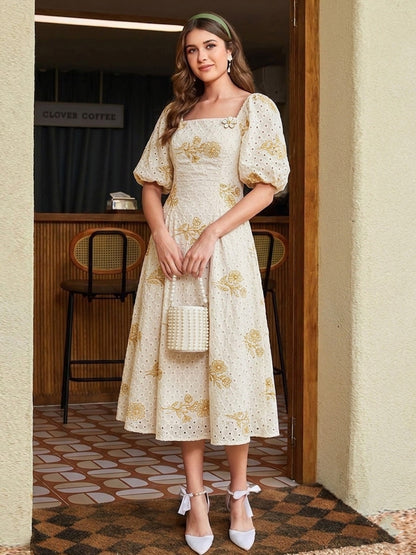 Hakuba Cotton Chikan Embroidery Fabric
