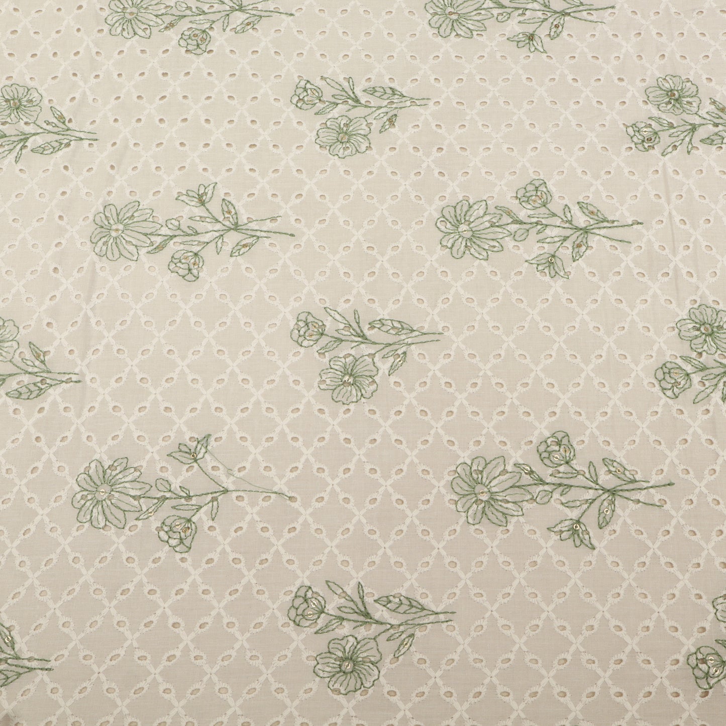 Hakuba Cotton Chikan Embroidery Fabric