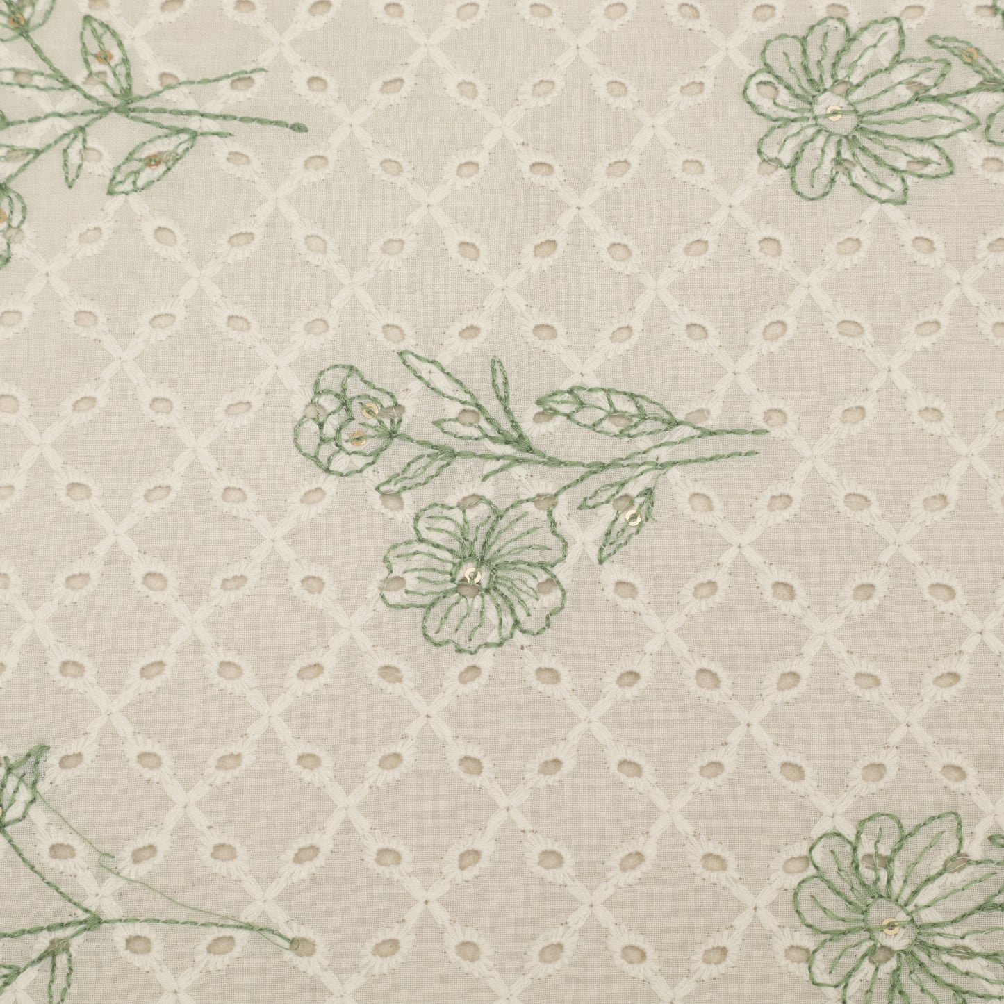 Hakuba Cotton Chikan Embroidery Fabric