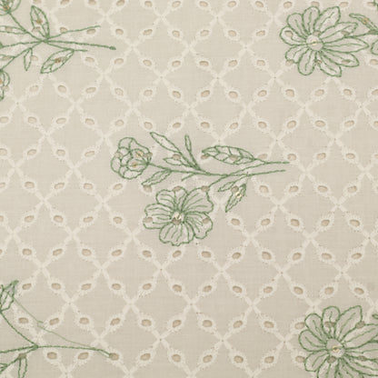 Hakuba Cotton Chikan Embroidery Fabric