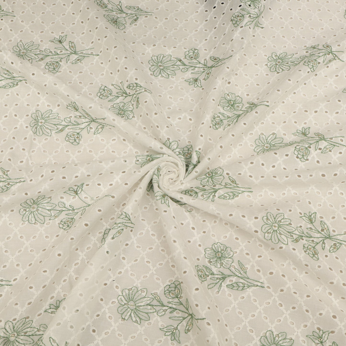 Hakuba Cotton Chikan Embroidery Fabric