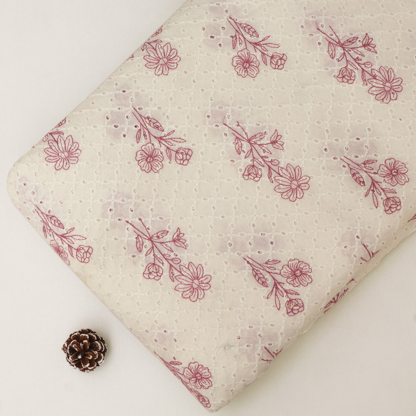 Hakuba Cotton Chikan Embroidery Fabric
