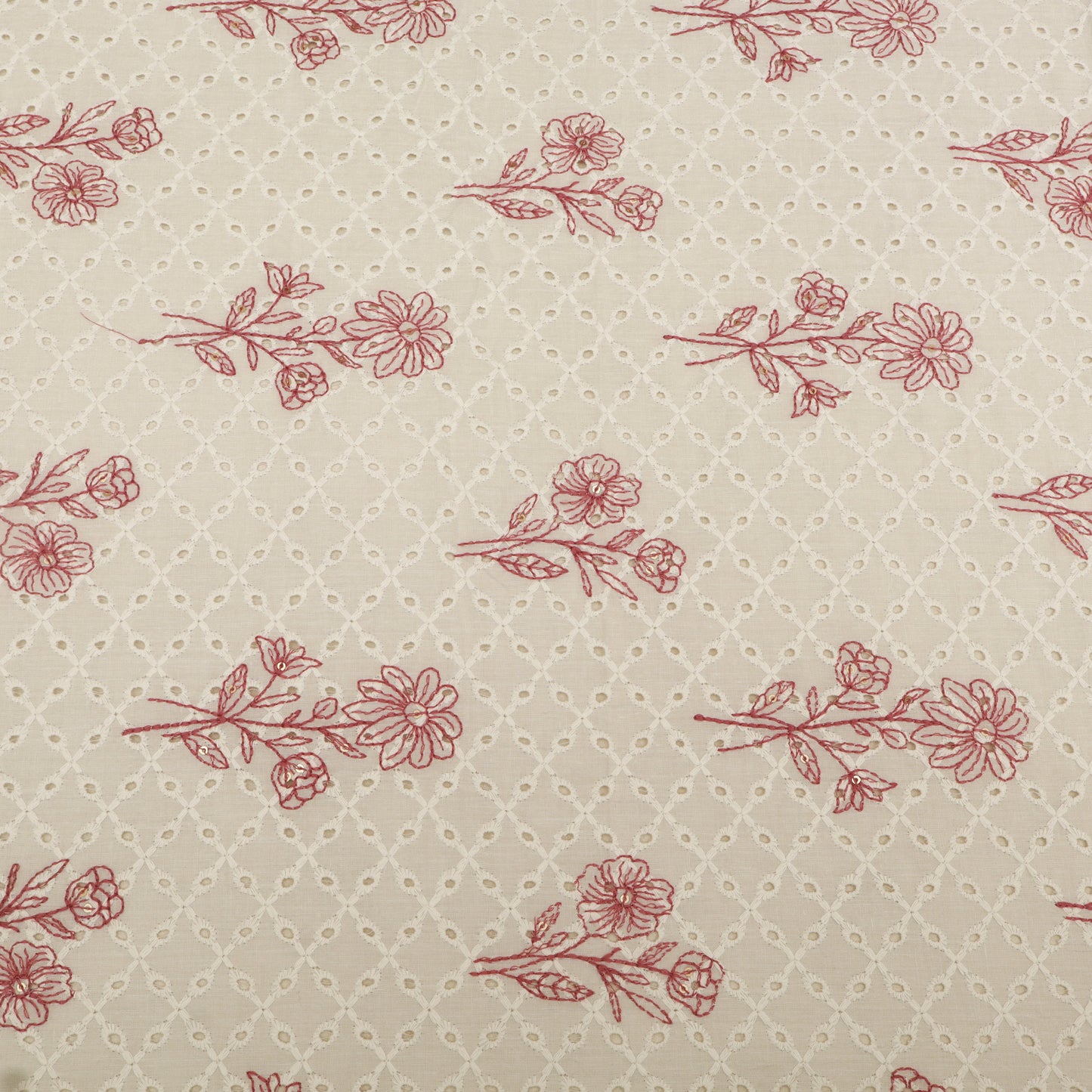 Hakuba Cotton Chikan Embroidery Fabric